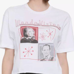 XL Wanda Vision Cropped White Graphic T-Shirt in Womens XL